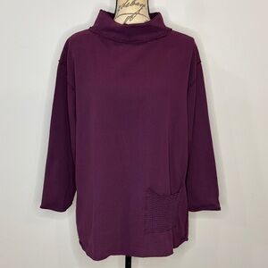 Sea Breeze of California cotton oversized pullover raw seams fleece backing S